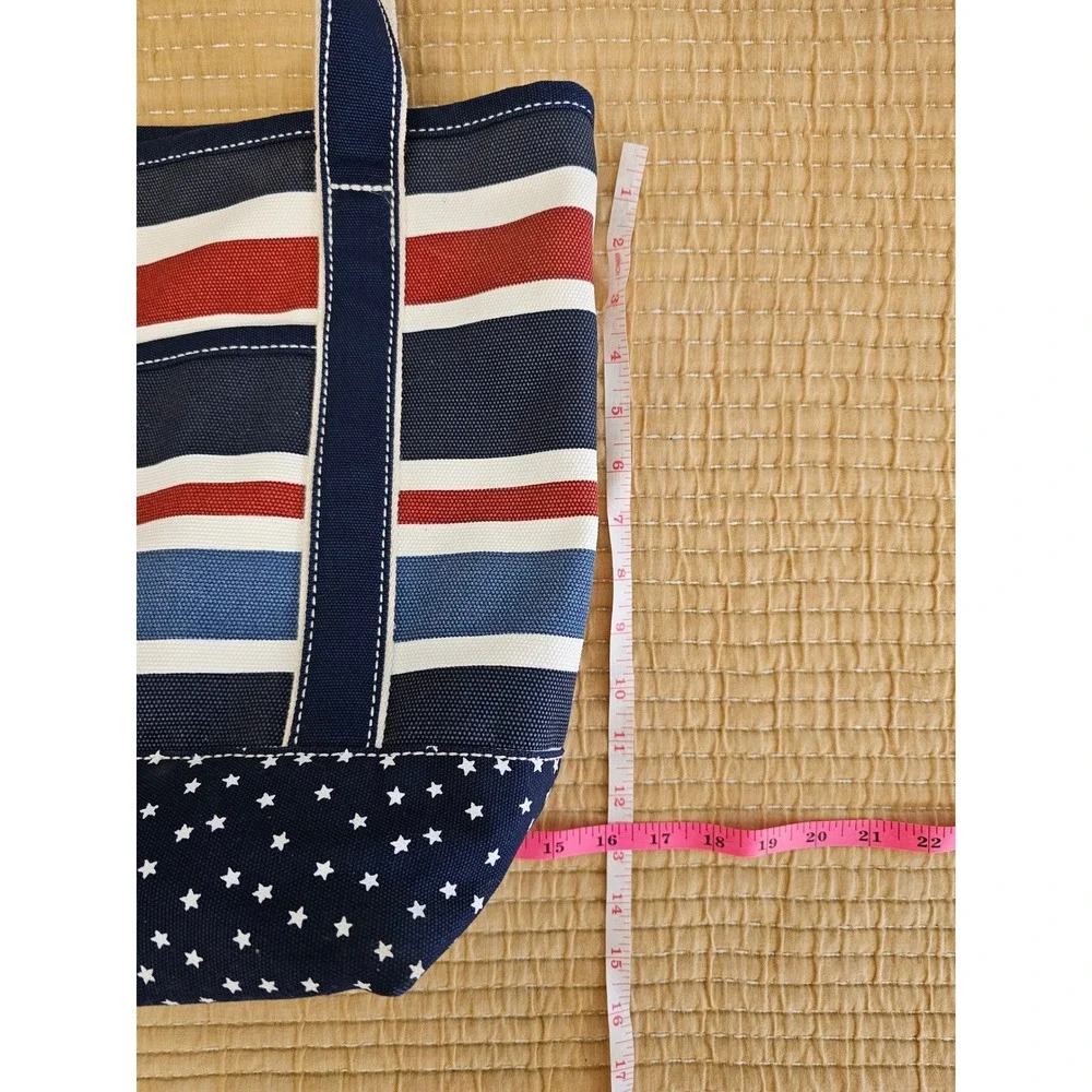 Lands End Canvas Tote Bag Patriotic Americana Stripes Stars Holiday